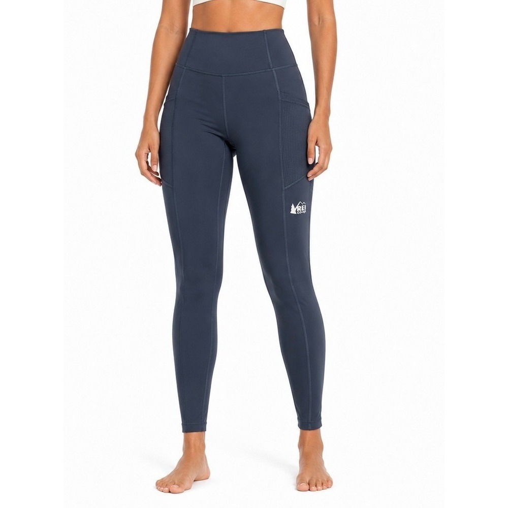 REI Co-op Swiftland 7/8 Running Tights Womens PM Blue Reflective Trail Hike New